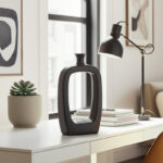 Craigban Modern Stoneware Ceramic Vase with Open Geometric Design - Sleek Decorative Accent - Image 3