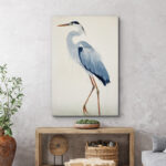 Crane Heron Bird Watercolor Pastel Blue Animal Pictures Large Framed Canvas Painting Print Wall Art - Image 6
