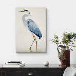 Crane Heron Bird Watercolor Pastel Blue Animal Pictures Large Framed Canvas Painting Print Wall Art - Image 2