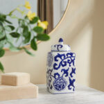 Dareese 9.44" Handmade Blue White Chinoiserie Ceramic Ginger Jar/Table Vase - Image 4