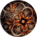 Dark Orange Digital Art Fractal Flower Round metal wall decor - Image 2