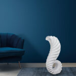 Davisson Tall Classic White Fiberglass Horn Floor Vase, 32 Inch High Unique Decorative for Dried Flower - Image 3