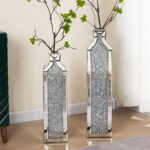 DeGrailly Large Glass Floor Vase Crushed Diamond for Living Home Decor (Set of 2) - Image 5