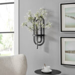 Deckard Modern Black Metal Double Oval Frame Clear Wall Mounted Vase - Image 7