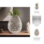 Decorative Aluminum Vase with Organic Cutout Design Sculptural Metal Accent Piece Modern Abstract Openwork Motif Freestanding Etched Detailing Artisan Style Vase Contemporary Home Decor Element. - Image 4