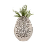 Decorative Aluminum Vase with Organic Cutout Design Sculptural Metal Accent Piece Modern Abstract Openwork Motif Freestanding Etched Detailing Artisan Style Vase Contemporary Home Decor Element. - Image 5