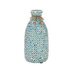 Decorative Glass Vase with Textured Pattern and Rustic Twine Accent - Image 5