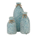 Decorative Glass Vase with Textured Pattern and Rustic Twine Accent - Image 8