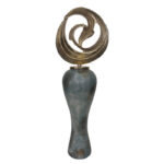 Decorative Glass and Metal Sculptural Vase Set with Artistic Iron Accents and Curved Silhouette in Contemporary Modern Design Style - Set of 2 - Image 2