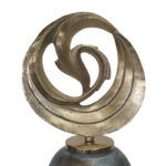 Decorative Glass and Metal Sculptural Vase Set with Artistic Iron Accents and Curved Silhouette in Contemporary Modern Design Style - Set of 2 - Image 3