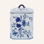 Decorative Jar Stoneware Ceramic Floral Chinoiserie Pattern 8" Tall Blue and White Finish Home Office Decor - Image 8