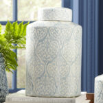 Decorative Tall Ceramic Ginger Jar with Lid