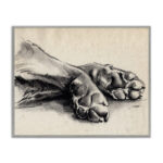 Dog Paw Charcoal Design Minimal Tan Black by Jennifer Paxton Parker - Graphic Art Print