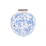 Dolohov Round Decorative Terra-cotta Vase with Transferware Pattern - Image 7