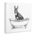 Donkey in Claw Tub Farm Animal Bathroom Sketch by Victoria Borges - Painting Print - Image 2