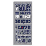 Durante Superhero Rules Typography Kids Wall Décor