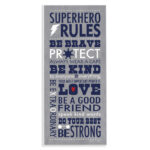 Durante Superhero Rules Typography Kids Wall Décor