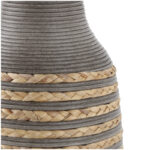 Dutton Brown Seagrass Handmade Braided Decorative Vase with Layered Gray Paneling - Image 3