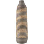 Dutton Brown Seagrass Handmade Braided Decorative Vase with Layered Gray Paneling - Image 7