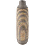 Dutton Brown Seagrass Handmade Braided Decorative Vase with Layered Gray Paneling - Image 8
