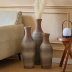 Eibhinn Hand Woven Rattan Floor Vase, Tall Vase, Two-Tone Finish, Flower Decorative Vase