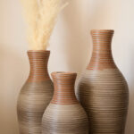 Eibhinn Hand Woven Rattan Floor Vase, Tall Vase, Two-Tone Finish, Flower Decorative Vase - Image 3