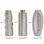 Elleigh Ceramic Dimensional Ribbed Decorative Vase with Varying Shapes Set - Image 4