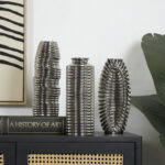Elleigh Ceramic Dimensional Ribbed Decorative Vase with Varying Shapes Set - Image 8