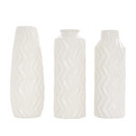Elvita Ceramic Dimensional Chevron Textured Decorative Vase with Varying Shapes Set