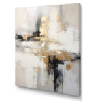 Essential Bliss Minimalism Abstract Gold Painting - Grey Abstract Painting Canvas Print - Image 2