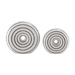 Etta Two Piece Glossy Ceramic White Striped Round Hollow Circle Donut Vase Set - Image 5