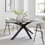 Etta Two Piece Glossy Ceramic White Striped Round Hollow Circle Donut Vase Set - Image 8