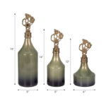 Everly Quinn 3-Piece 12/14/18" Anders Green Glass Bottles, Glass, Gold, Novelty, Ombre - Image 4