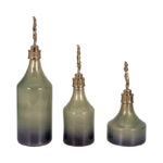 Everly Quinn 3-Piece 12/14/18" Anders Green Glass Bottles, Glass, Gold, Novelty, Ombre - Image 5
