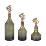 Everly Quinn 3-Piece 12/14/18" Anders Green Glass Bottles, Glass, Gold, Novelty, Ombre - Image 6