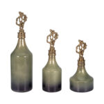 Everly Quinn 3-Piece 12/14/18" Anders Green Glass Bottles, Glass, Gold, Novelty, Ombre - Image 7