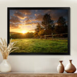 Fenced Ranch at Sunrise' Photographic Print