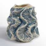 Fieldway Organic Shaped Stoneware Vase with Wavy Pattern Exterior