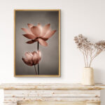 Flower Blossom Lotus Flower Pictures Minimalist Floral Bathroom Decor Large Gallery Wrapped Canvas Print Wall Art - Image 2