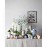 Flower Vase - 7.5" x 7.5" x 14.5" - Green/White - Image 4