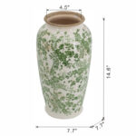 Flower Vase - 7.5" x 7.5" x 14.5" - Green/White - Image 5