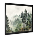 Forest Pine Tree Misty Morning I - Forest wall art print, Forest pine tree canvas art - Image 2