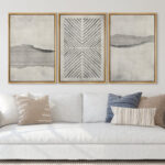 Geometric Abstract Simple Neutral Modern Pictures Home Decor - Framed Canvas Print Wall Art Work