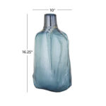 Glass Handmade Blown Decorative Blue Vase - Image 4