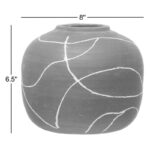 Glenlee Round Decorative Stoneware Vase with Hand-Painted Intersecting Lines - Image 4