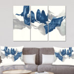 Gouache Sapphire On Gray - 3 Piece Wrapped Canvas Painting Print - Image 2