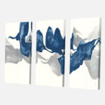 Gouache Sapphire On Gray - 3 Piece Wrapped Canvas Painting Print - Image 3