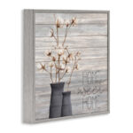 Grey Home Sweet Home Cotton Flower in Vase by Kimberly Allen - Painting - Image 2