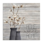 Grey Home Sweet Home Cotton Flower in Vase by Kimberly Allen - Painting