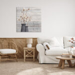 Grey Home Sweet Home Cotton Flower in Vase by Kimberly Allen - Painting - Image 3